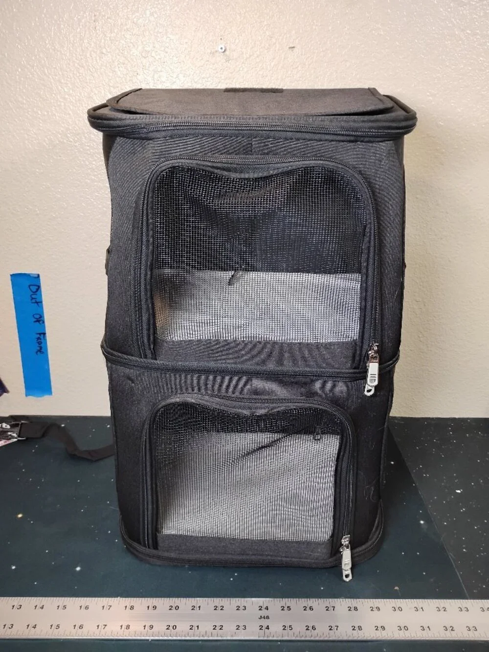 Double Compartment Pet Carrier Backpack Two Layer Travel Bag For Cats Dogs
